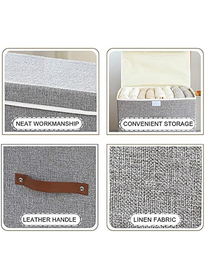 بيوينتي صناديق التخزين مع الأغطية 3 حزمة، صندوق التخزين القابل للطي مع مقبض، لتنظيم الألعاب، الملابس، المكتب، 38x25x25cm، الرمادي - Image 3