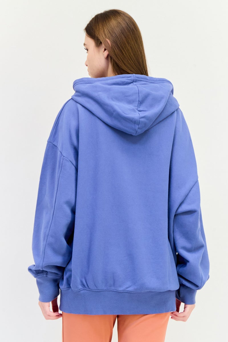 Aerie Women Full Zip Plain Long Sleeves Hoodie, Slate Blue - Image 3