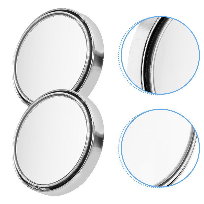 2Pcs Adjustable 360 Degree Wide Angle Car Blind Spot Mirrors Silver Frame - Image 5