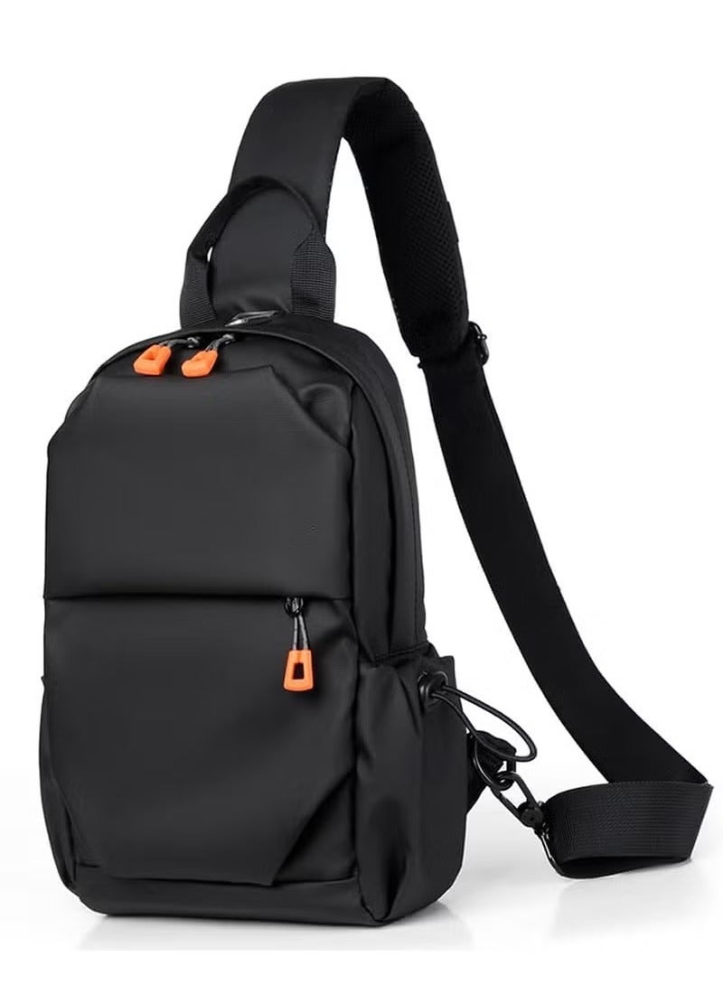 XUN Crossbody Backpack, Waterproof, Lightweight with USB Charger Port, for Outdoor Hiking, Traveling, Cycling Black - Image 1