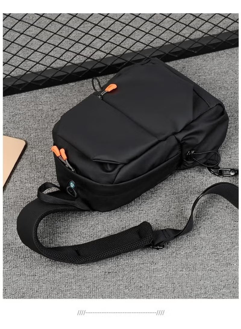 XUN Crossbody Backpack, Waterproof, Lightweight with USB Charger Port, for Outdoor Hiking, Traveling, Cycling Black - Image 2