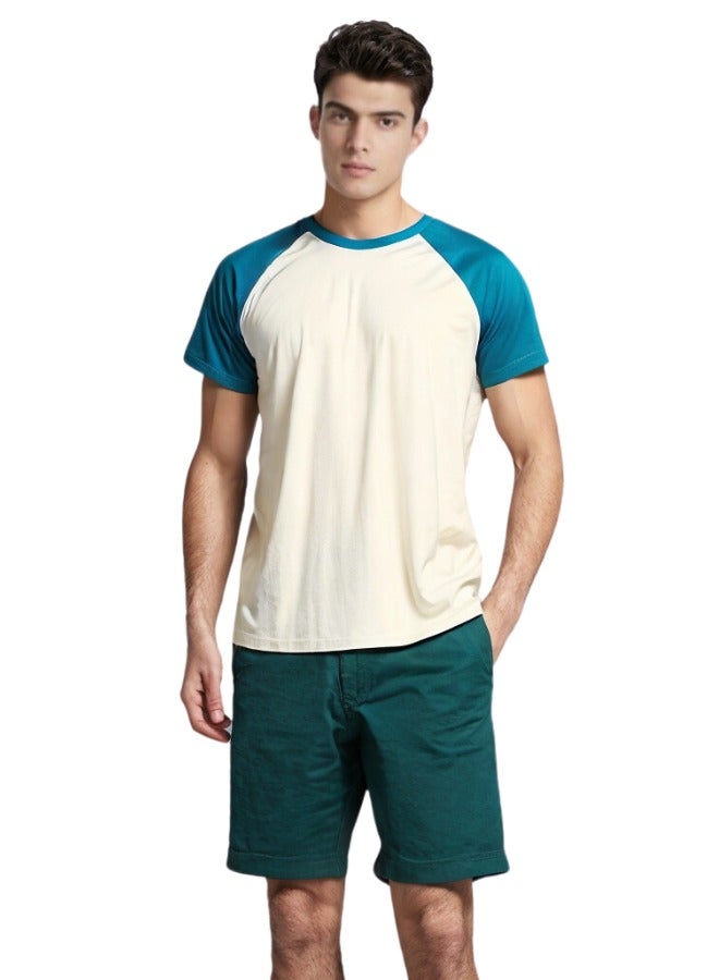 LoryLux Lory Lux Meadow Boys Pajama T-Shirt – 100% Organic Cotton, Soft & Durable (White/Teal) - Image 1