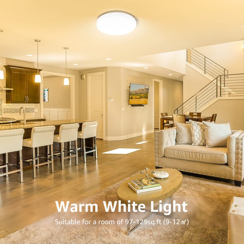 Lepro مصباح سقف LED مدمج مقاس 8.7 بوصة بقوة 15 واط للحمام مقاوم للماء دافئ أبيض ناعم 3000 كلفن 1250 لومن مكافئ 120 واط لمطبخ، غسيل، غرفة نوم، ممر - Image 5