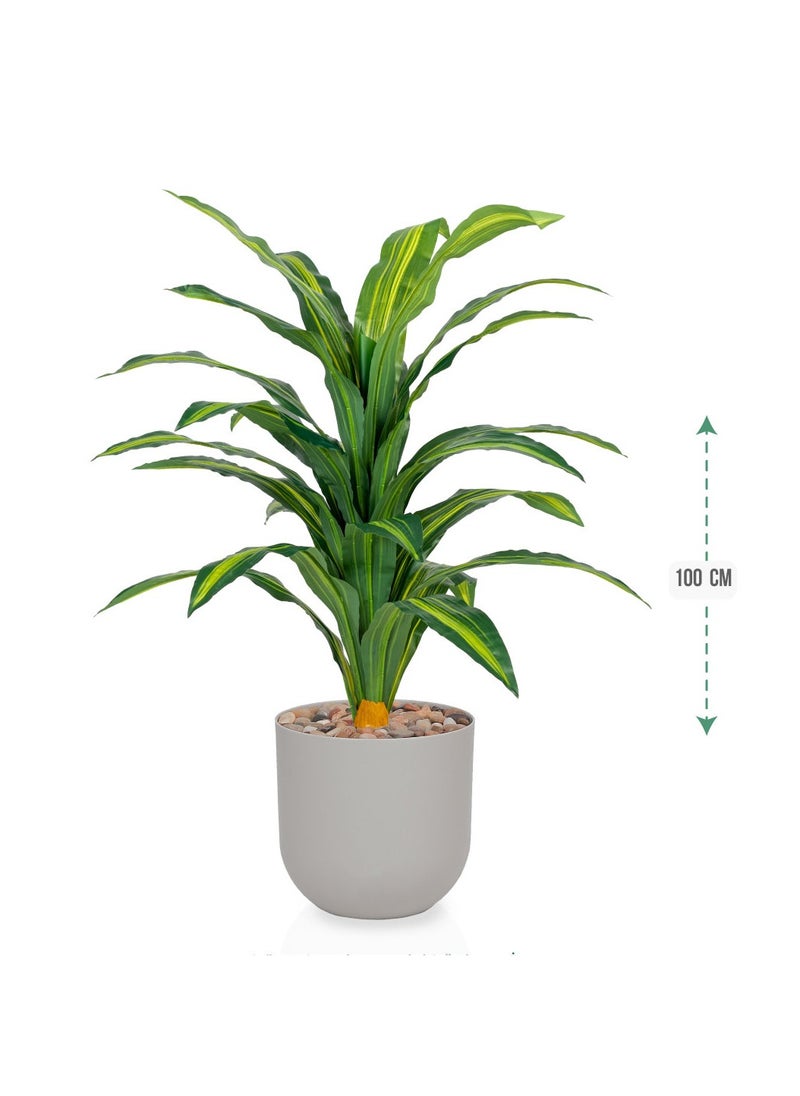 Alrassi Artificial Corn Plant – 100 cm Tall with Natural-Look Green Leaves and Elegant Grey Plastic Pot, Perfect for Home and Office Décor  - Image 2