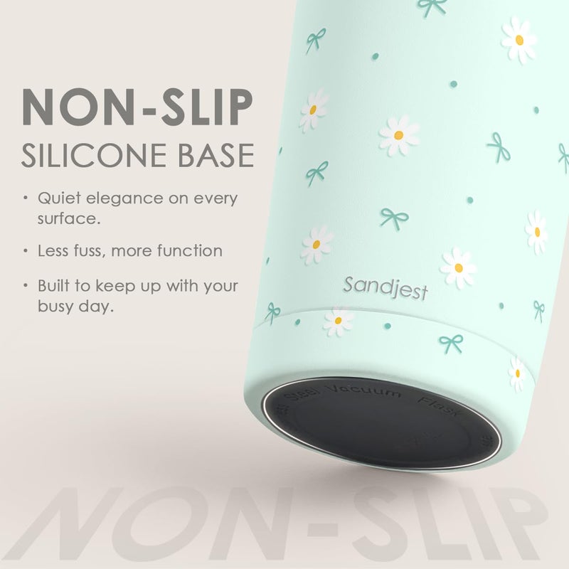 SANDJEST Daisy Tumbler 20oz كوب سفر من الفولاذ المقاوم للصدأ مع غطاء كوب قهوة معزول بالزهور هدايا ديزي للنساء والفتيات والأصدقاء والأخوات في عيد الميلاد وعيد الميلاد - Image 4