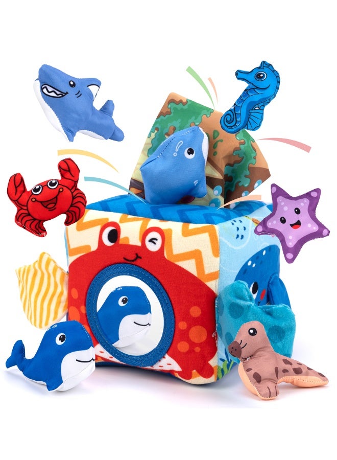 SUZZ Baby Toys 6-12 Months - Plush Ocean Animals, Crinkle, Mirror, Montessori Toys for 6 Month Old Babies Sensory Balls Toddlers 1-3 Gifts - Image 1