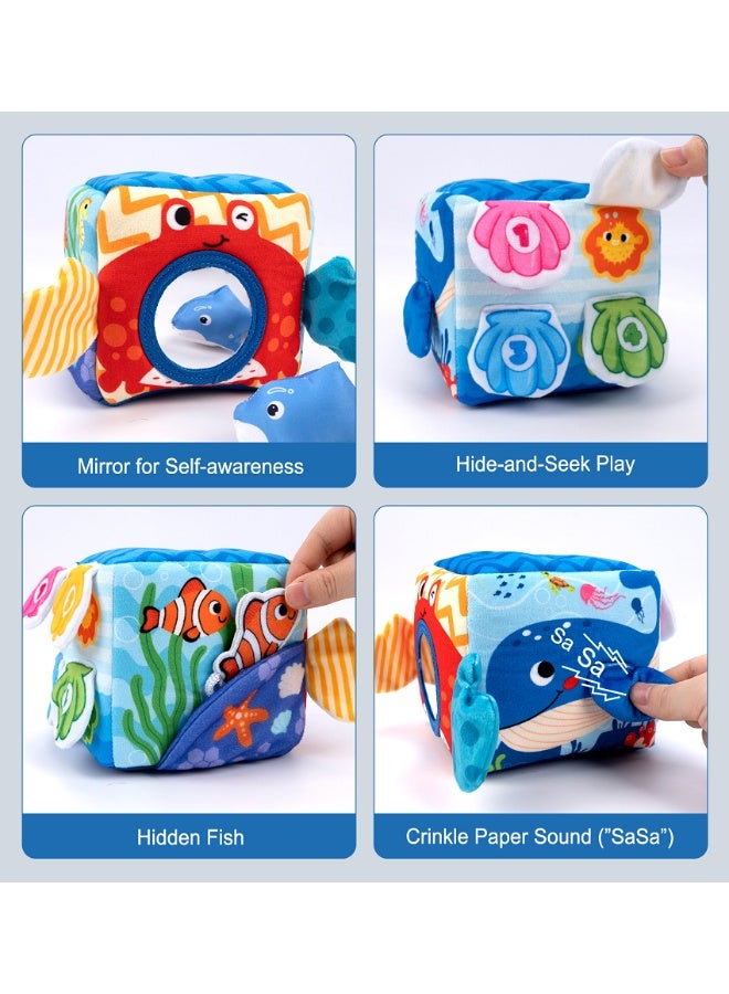 SUZZ Baby Toys 6-12 Months - Plush Ocean Animals, Crinkle, Mirror, Montessori Toys for 6 Month Old Babies Sensory Balls Toddlers 1-3 Gifts - Image 3