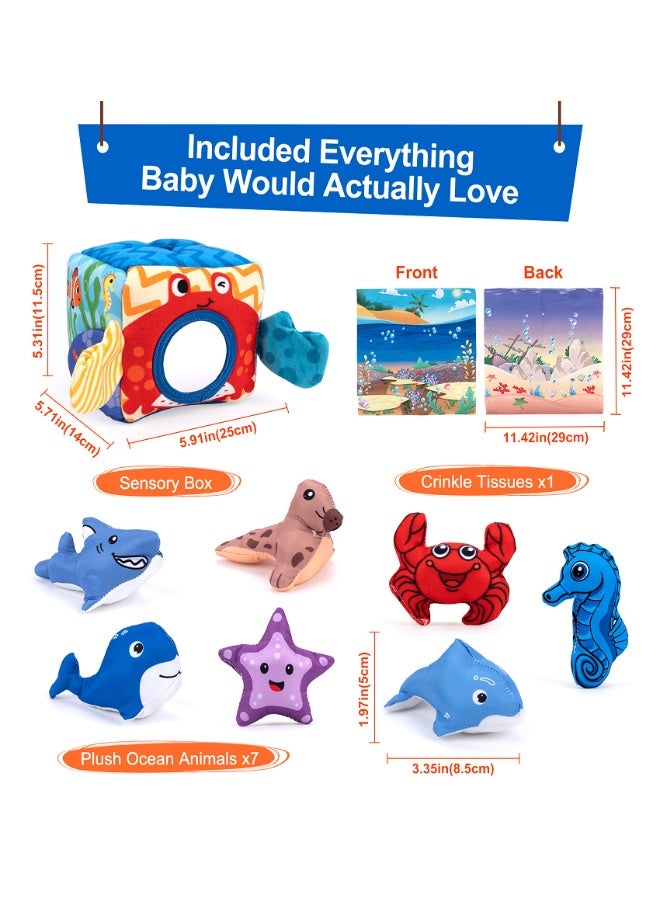 SUZZ Baby Toys 6-12 Months - Plush Ocean Animals, Crinkle, Mirror, Montessori Toys for 6 Month Old Babies Sensory Balls Toddlers 1-3 Gifts - Image 4