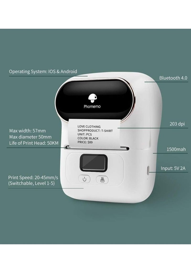 phomemo - Phomemo M110 Portable Bluetooth Thermal Mini Label Maker Machine, Sticker Maker, Barcode Printer with Android & iOS System - Image 1