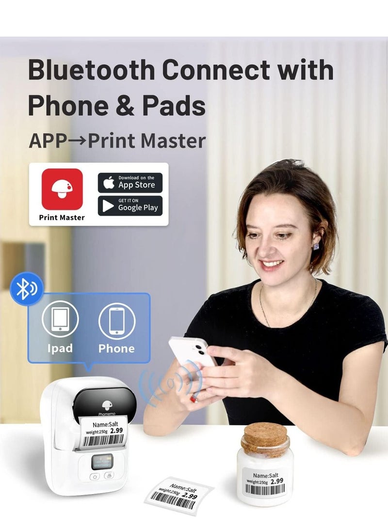 phomemo - Phomemo M110 Portable Bluetooth Thermal Mini Label Maker Machine, Sticker Maker, Barcode Printer with Android & iOS System - Image 1