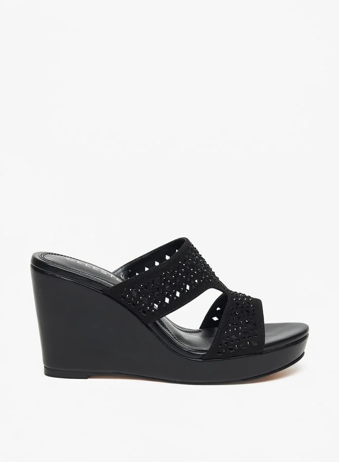 Celeste Women's Embellished Slip-On Sandals with Platform Heels
