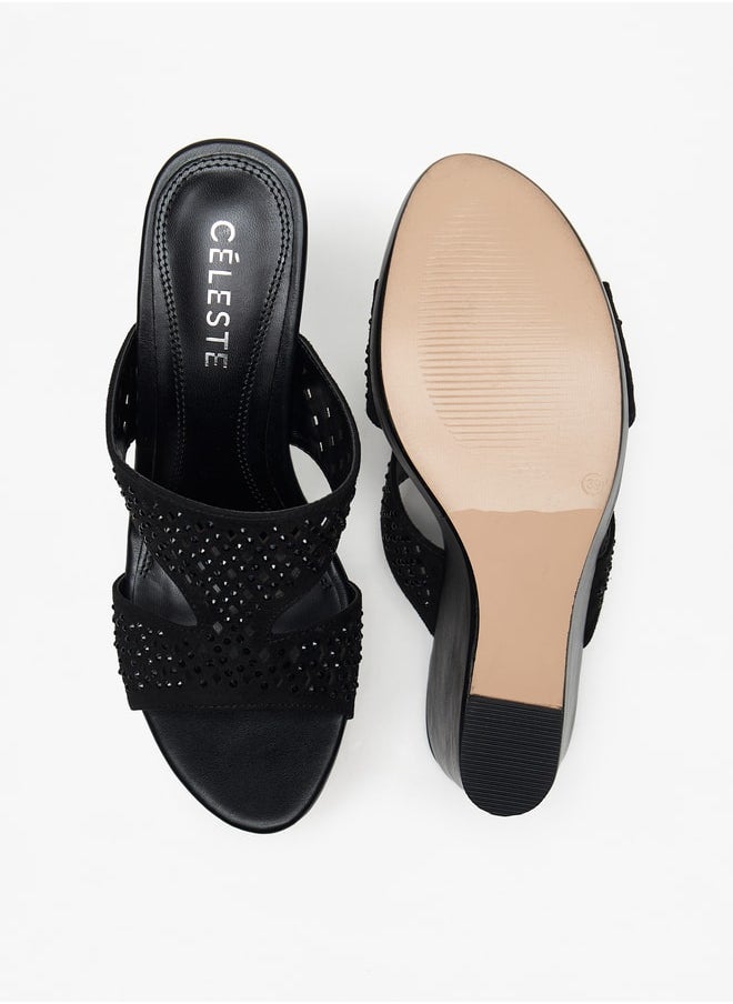 Celeste Women's Embellished Slip-On Sandals with Platform Heels  - Image 4