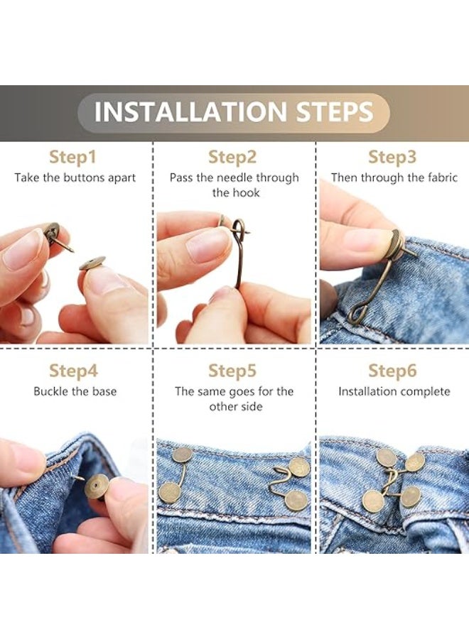 Adjustable Waist Buckle Extender Set，3 Set Jean Extender Button Pins Pant Waist Tightener - Image 4