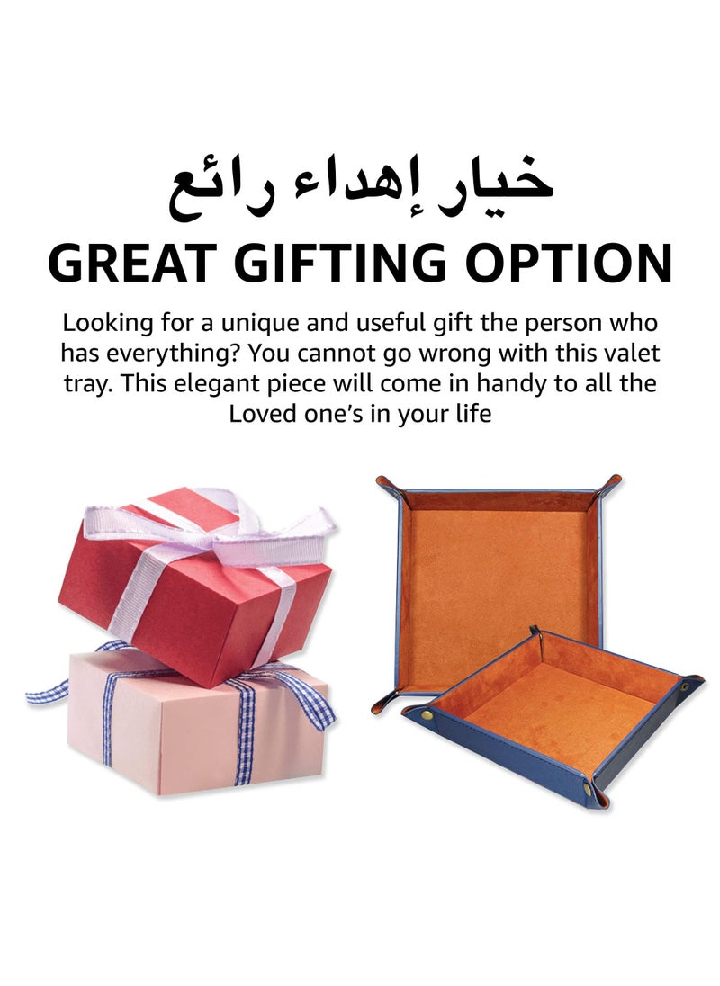 لي آرت صينية Valet جلدية للرجال والنساء - للاستخدام في المنزل والمكتب، منظم سطح المكتب وجانب السرير لحفظ المحافظ، المجوهرات، الساعات، المفاتيح، العملات المعدنية، الهاتف المحمول، مستحضرات التجميل، جهاز التحكم بالتلفاز (اليوسفي)  - Image 4