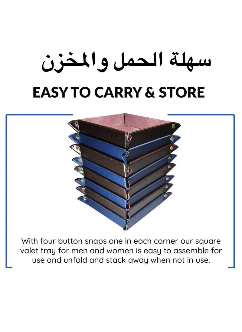 لي آرت صينية Valet جلدية للرجال والنساء - للاستخدام في المنزل والمكتب، منظم سطح المكتب وجانب السرير لحفظ المحافظ، المجوهرات، الساعات، المفاتيح، العملات المعدنية، الهاتف المحمول، مستحضرات التجميل، جهاز التحكم بالتلفاز (اليوسفي)  - Image 5