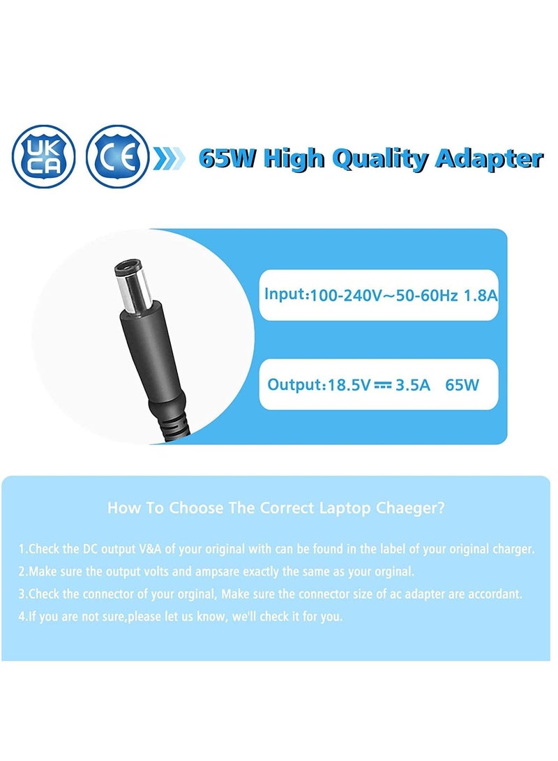 NTECH Replacement 65W AC Adapter Laptop Charger for HP Pavilion DV7 DV6 DV5 DV4 Pavilion G4 G6 G7 Series HP Elite-book 840 820 2570p 2560p 2540p Power Supply Cord 18.5V 3.5A - Connector 7.4 x 5.0mm - Image 2
