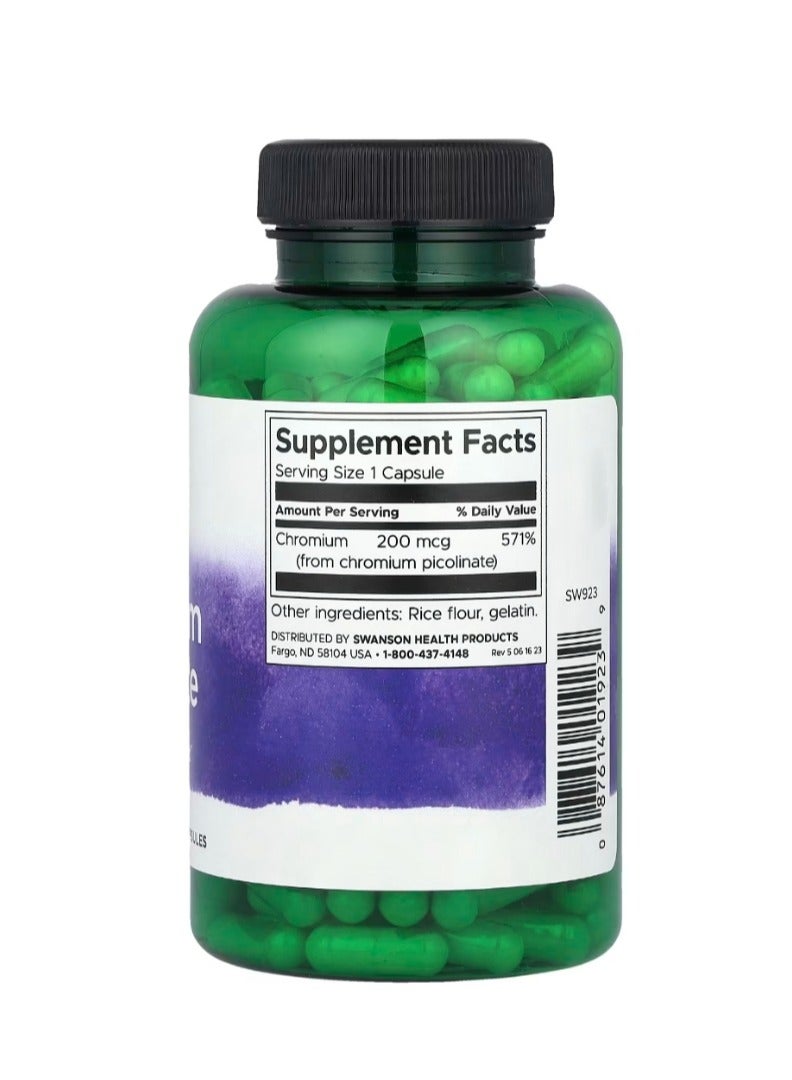 سوانسون بيكولينات الكروم 200 ميكروجرام 200 كبسولة - Image 2