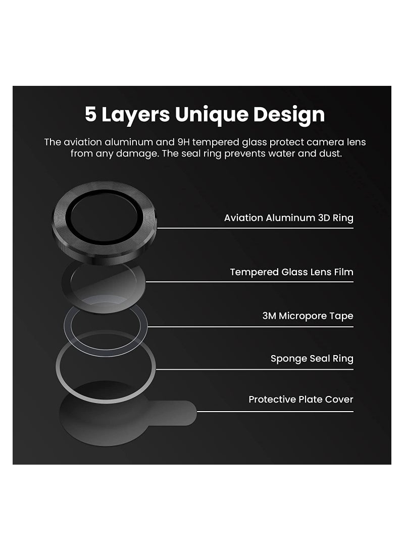 Rock Pow غطاء حماية لعدسة الكاميرا لهاتف iPhone 14 Plus وiPhone 14 عالي الدقة من الزجاج المقوى المقاوم للخدش مقاس 14 6.1 و6.7 بوصة 2022 (جرافيت) - Image 4