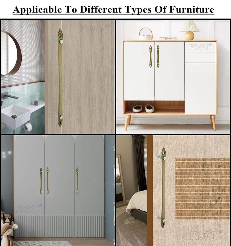 FAST CP102 Leaf Elegant Stainless Steel Brass Antique Cabinet Pull Handle for Wardrobe Door Drawer Handles 2pcs 12 Inches Hole to Hole 224mm - Image 5