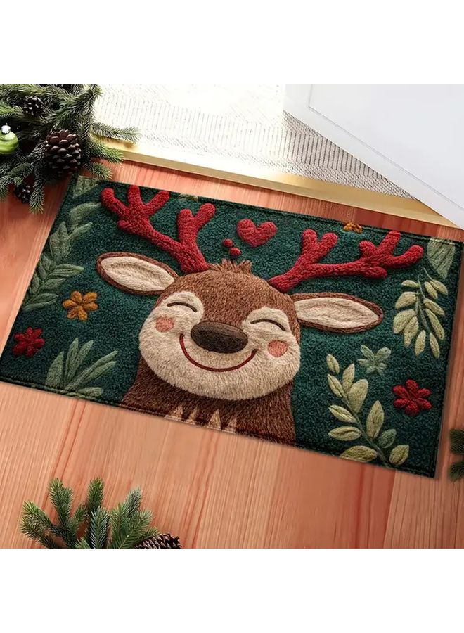 Christmas Reindeer Bath Mat Quick Drying Absorbent 80cm x 50cm Non Slip - Image 2