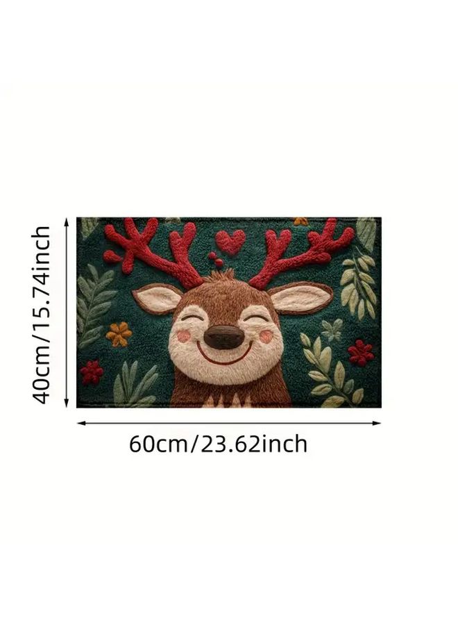 Christmas Reindeer Bath Mat Quick Drying Absorbent 80cm x 50cm Non Slip - Image 4