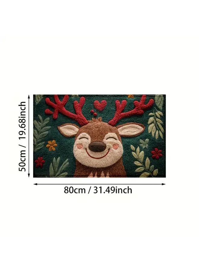 Christmas Reindeer Bath Mat Quick Drying Absorbent 80cm x 50cm Non Slip - Image 3