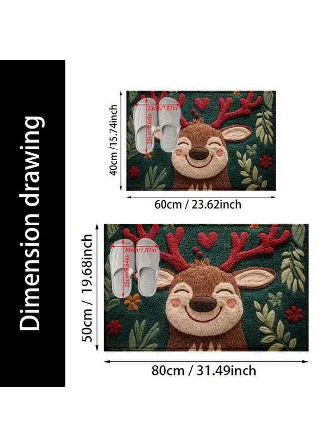 Christmas Reindeer Bath Mat Quick Drying Absorbent 80cm x 50cm Non Slip - Image 5
