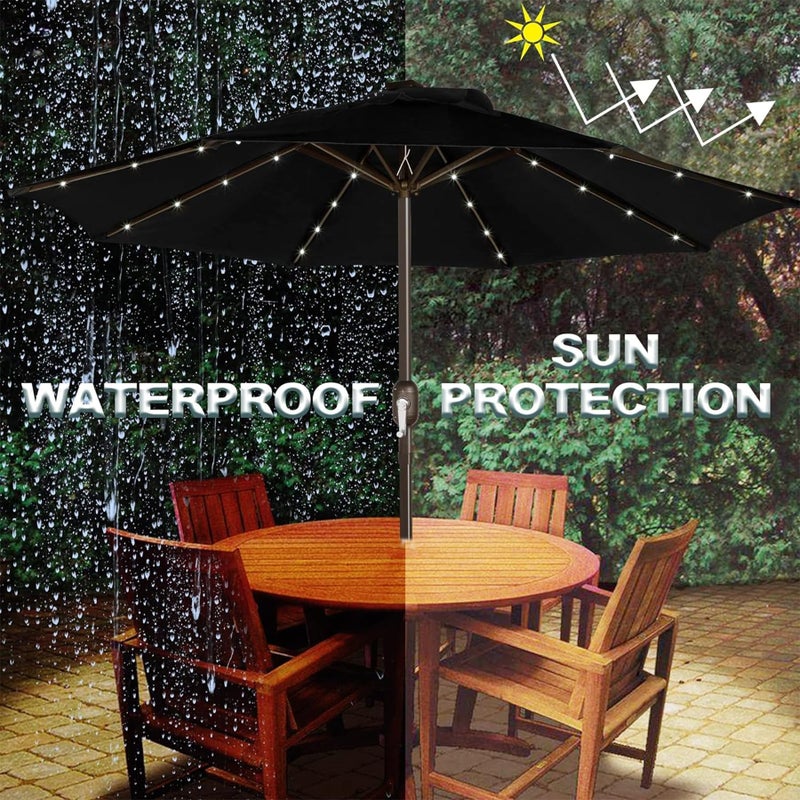 Blissun 9 ft Solar Umbrella, 32 LED Lighted Patio Umbrella, Table Market Umbrella, Outdoor Umbrella for Garden, Deck, Backyard, Pool and Beach (Black) - Image 5