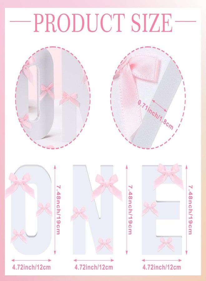 AceOrbit Pink Bow Wooden One Sign for 1st Birthday Baby Shower Photo Prop First Birthday Decoration Photo Prop Cake Smash Props Table Centerpiece for Girls Baby Shower Party Decor - Image 3