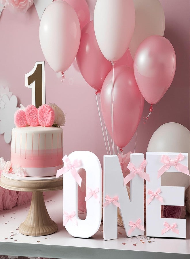 AceOrbit Pink Bow Wooden One Sign for 1st Birthday Baby Shower Photo Prop First Birthday Decoration Photo Prop Cake Smash Props Table Centerpiece for Girls Baby Shower Party Decor - Image 4