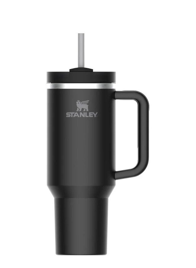 Quencher H2.0 FlowState Vacuum Insulated Tumbler – 40 oz Black Stainless Steel Travel Mug with Lid & Reusable Straw | Double-Walled Leakproof Design Keeps Drinks Hot for 7 Hours & Cold for 24 Hours | Durable, Portable, BPA-Free Hydration Bottle for Daily Use**