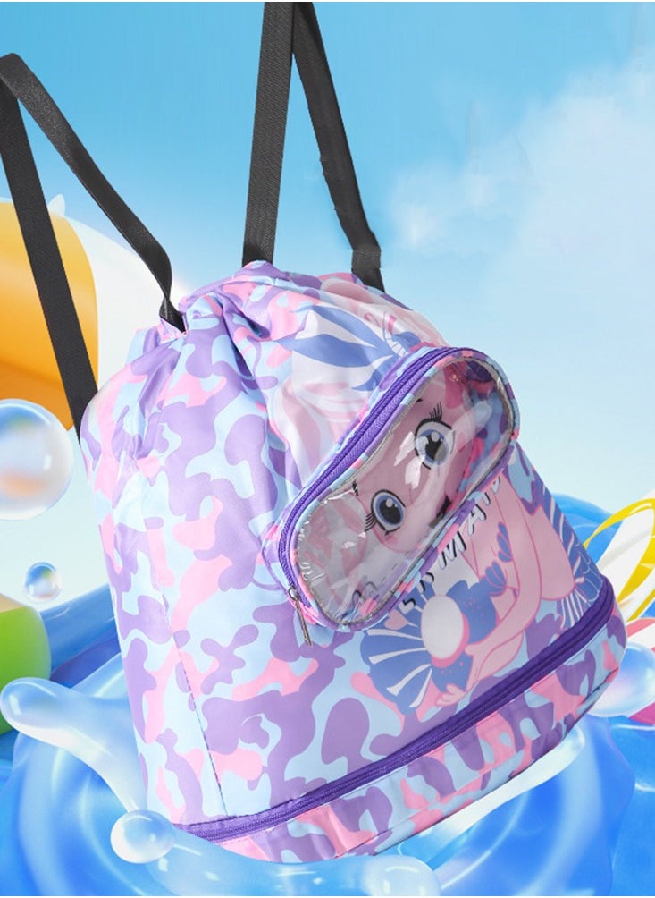 CityRiya-Long Children's Swimming Backpack Kids Swimming Bag Beach Swimming Backpack Kids Dry Wet Swim Backpack for Swimmers Children's Sports Storage Bag Pool Bag for Kids Gym Sports Beach Gear Bag  - Image 3