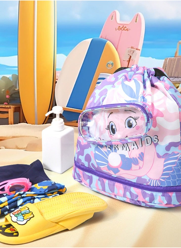 CityRiya-Long Children's Swimming Backpack Kids Swimming Bag Beach Swimming Backpack Kids Dry Wet Swim Backpack for Swimmers Children's Sports Storage Bag Pool Bag for Kids Gym Sports Beach Gear Bag  - Image 5