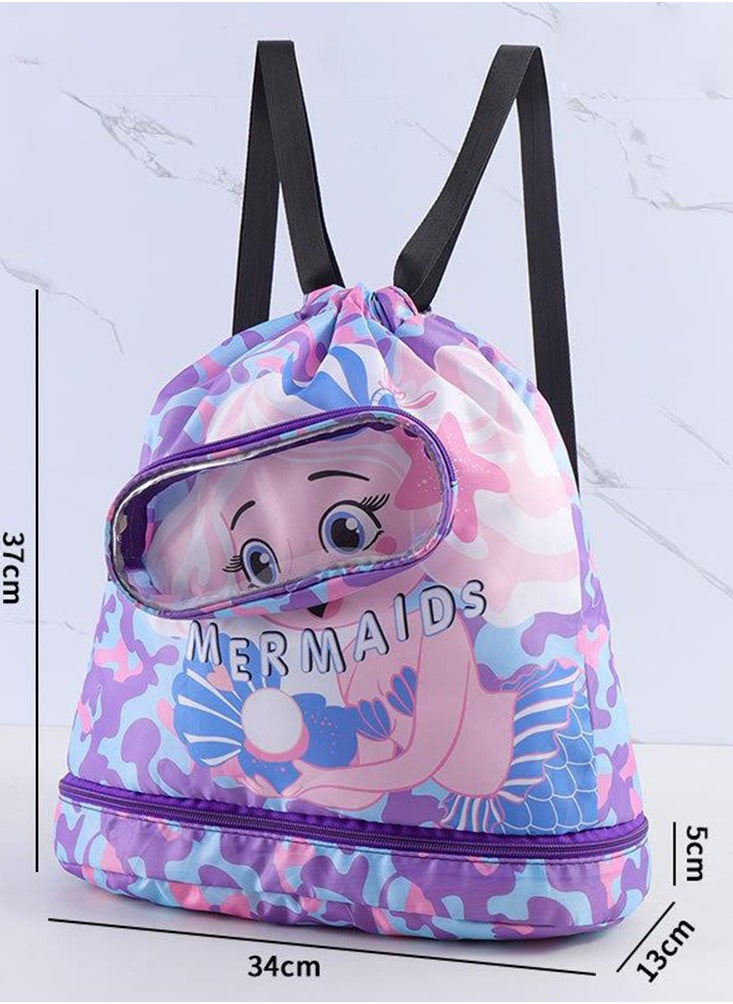 CityRiya-Long Children's Swimming Backpack Kids Swimming Bag Beach Swimming Backpack Kids Dry Wet Swim Backpack for Swimmers Children's Sports Storage Bag Pool Bag for Kids Gym Sports Beach Gear Bag  - Image 4