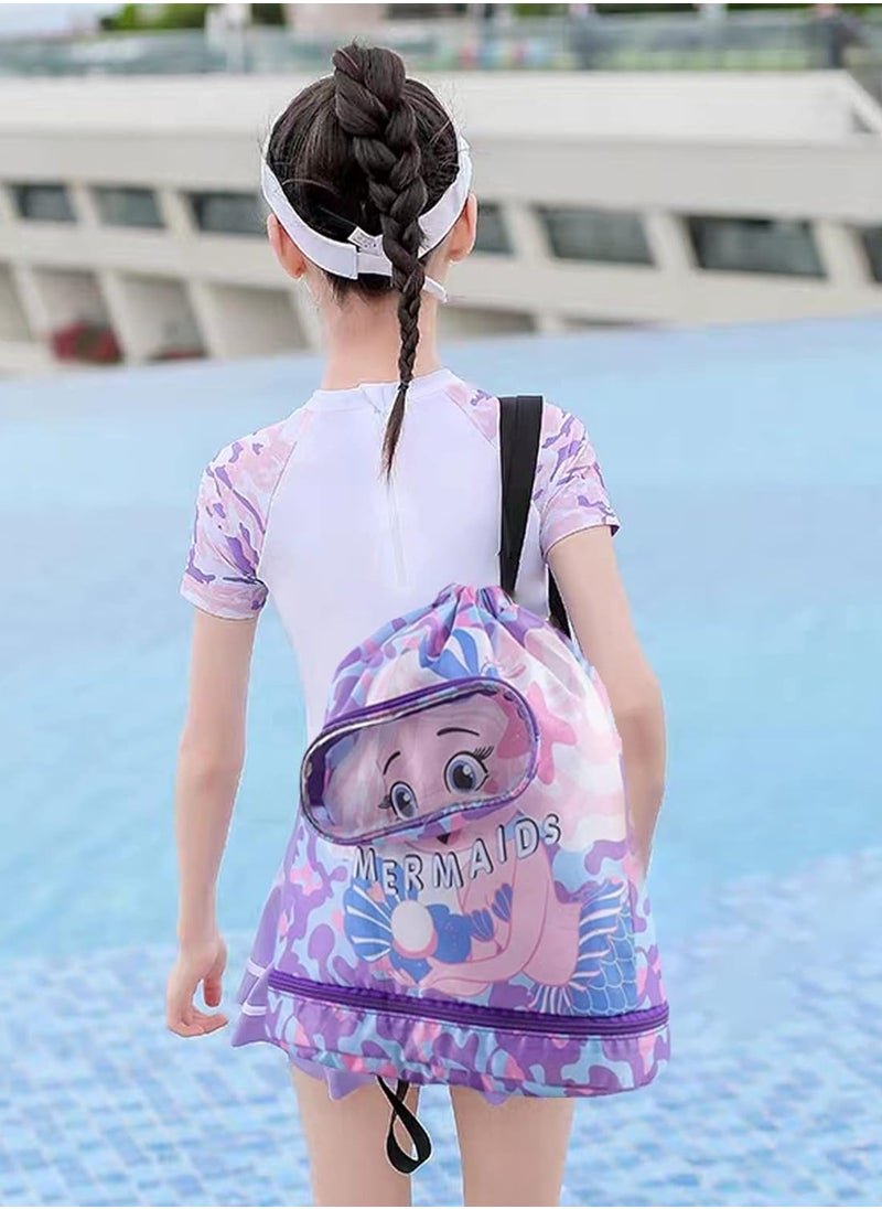 CityRiya-Long Children's Swimming Backpack Kids Swimming Bag Beach Swimming Backpack Kids Dry Wet Swim Backpack for Swimmers Children's Sports Storage Bag Pool Bag for Kids Gym Sports Beach Gear Bag  - Image 2