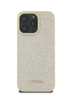 GUESS iPhone 16 Pro Case  Fixed Glitter Hard back cover / Drop protection / Slim Profile / Easy Snap-On- Gold  - Image 3