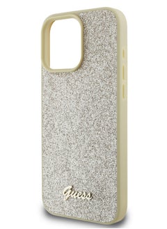 GUESS iPhone 16 Pro Case  Fixed Glitter Hard back cover / Drop protection / Slim Profile / Easy Snap-On- Gold  - Image 4