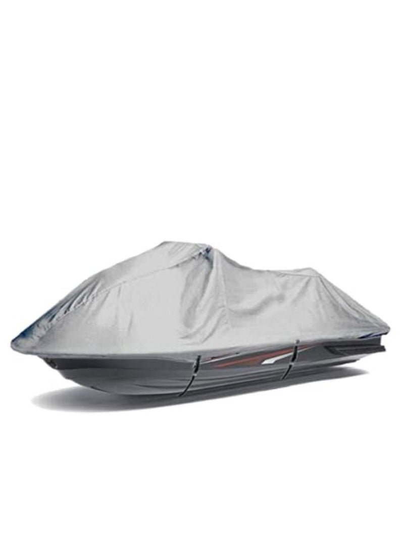 Generic - Universal Waterproof Heavy Duty Jet ski Cover, Breathable, Dustproof, Watercraft Storage Cover with Adjustable Strap & Elastic Cord for Tight Custom Fit Marine Grade Protection Motorboat Cover (Grey) - Image 1