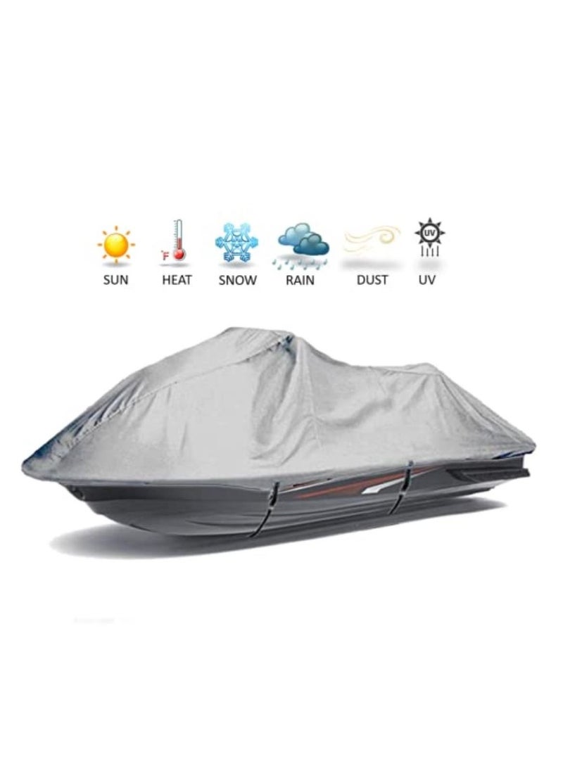 Generic - Universal Waterproof Heavy Duty Jet ski Cover, Breathable, Dustproof, Watercraft Storage Cover with Adjustable Strap & Elastic Cord for Tight Custom Fit Marine Grade Protection Motorboat Cover (Grey) - Image 1