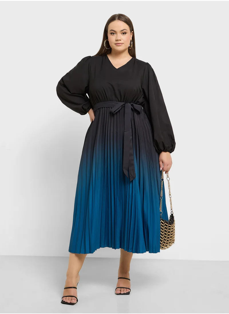 Ella Plus Ombre Pleated Dress