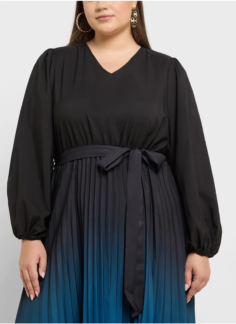 Ella Plus Ombre Pleated Dress