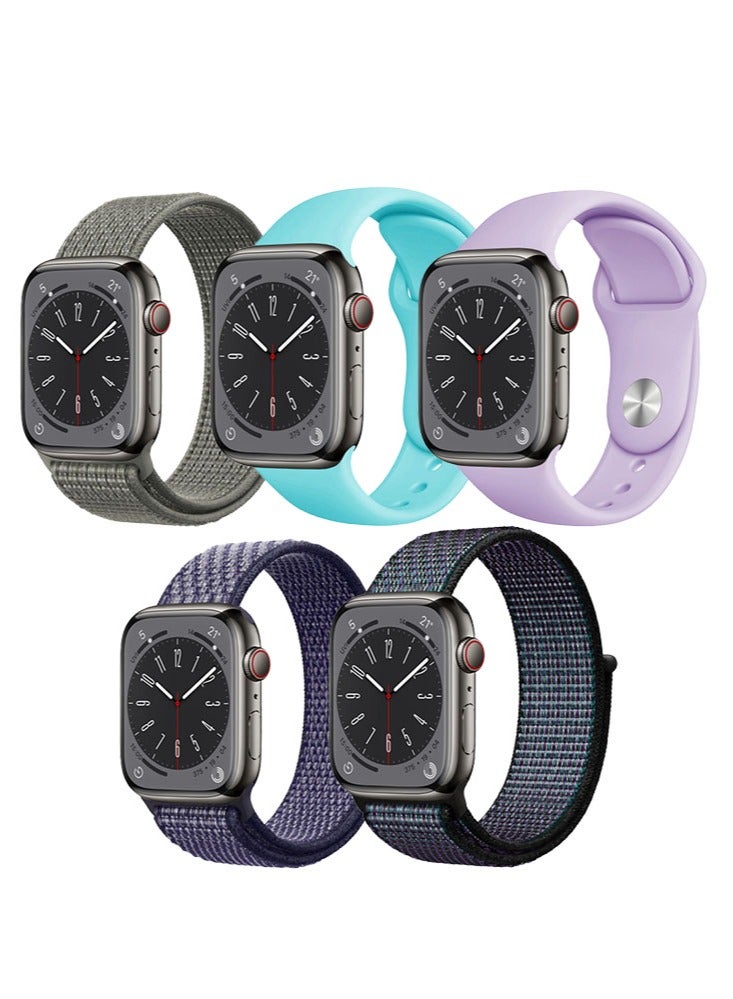 Perfii 5pcs Watch Bands Replacement for Apple Watch Strap Compatible with Apple Watch 42/41/40/38mm Series 10/9/8/7/6/5/4/SE - Image 1