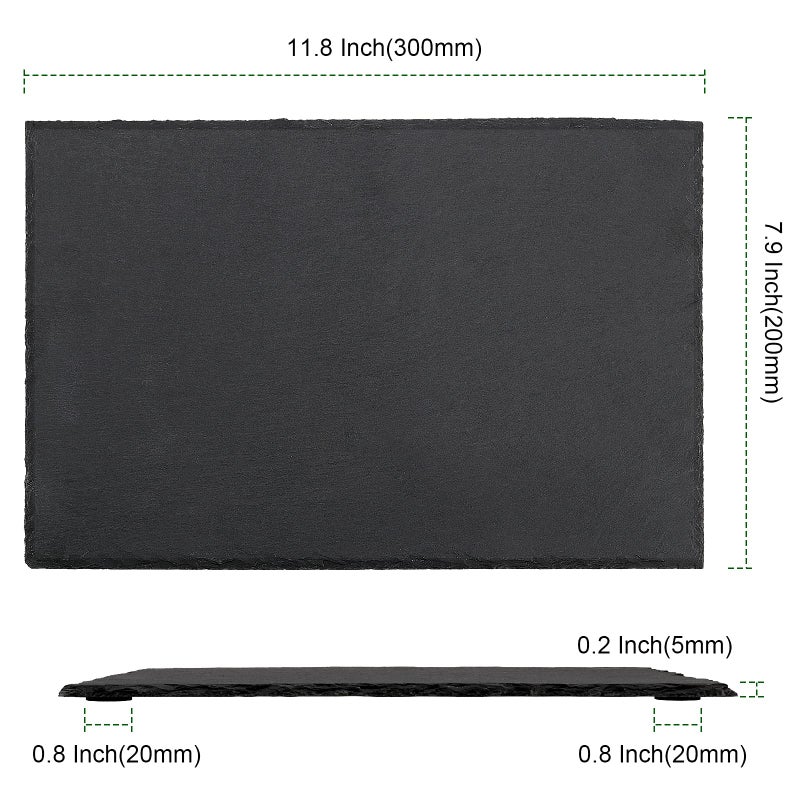 PINGEUI 6 PCS 12 x 8 Inches Black Slate Cheese Board  Rectangular Slate Stone Serving Plates with Natural Edge  Modern Slate Cheese Platter Tray Cutting Board for Cheese  Appetizer  Sushi  Charcuterie - Image 2