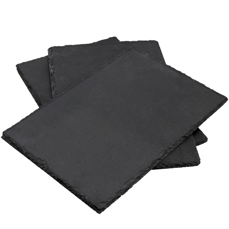PINGEUI 6 PCS 12 x 8 Inches Black Slate Cheese Board  Rectangular Slate Stone Serving Plates with Natural Edge  Modern Slate Cheese Platter Tray Cutting Board for Cheese  Appetizer  Sushi  Charcuterie - Image 5