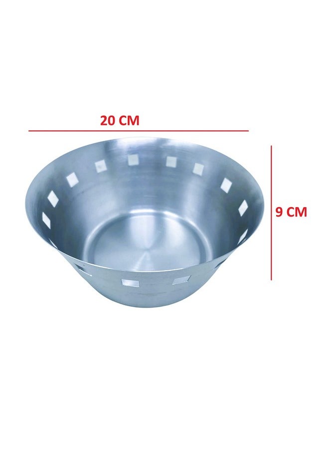 Bridge2shopping - Bridge2shopping Bread Basket Stainless Steel, Round Shaped Roti Basket, Silver, 20 X 9 CM - Image 1