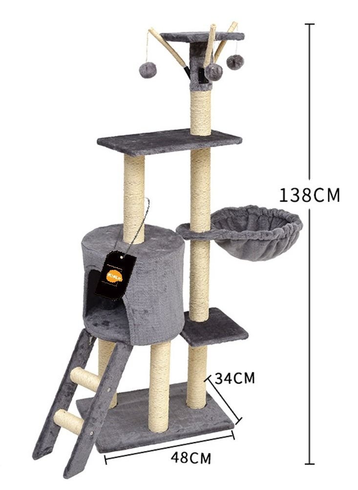 Kidle - Living Equipment Cat Play Tower Cat Toy Multi Level Platform Cat Tree Sisal Pillar Large Cat Climbing Frame Cat Nest Luxury Cat Scratch Post Cat Tree - Image 1