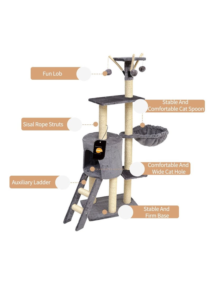 Kidle - Living Equipment Cat Play Tower Cat Toy Multi Level Platform Cat Tree Sisal Pillar Large Cat Climbing Frame Cat Nest Luxury Cat Scratch Post Cat Tree - Image 1