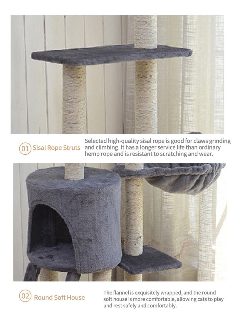 Kidle - Living Equipment Cat Play Tower Cat Toy Multi Level Platform Cat Tree Sisal Pillar Large Cat Climbing Frame Cat Nest Luxury Cat Scratch Post Cat Tree - Image 1
