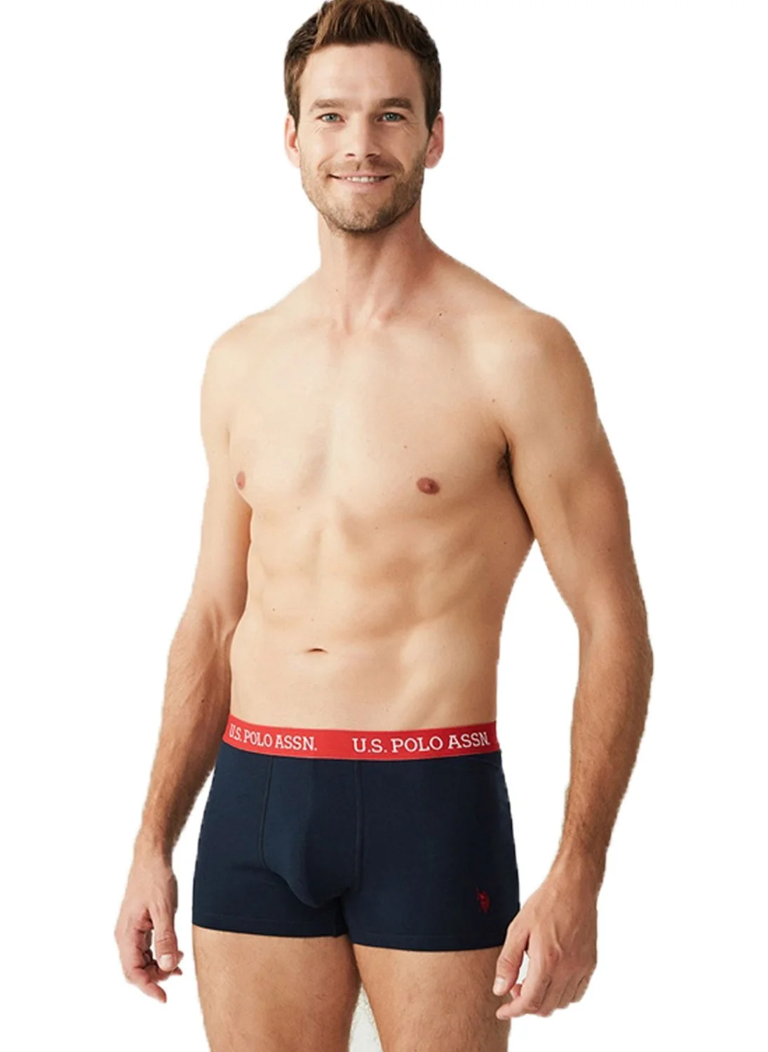 U.S. Polo Assn. 3 Piece Colorful Belted Lycra Navy Blue Boxer