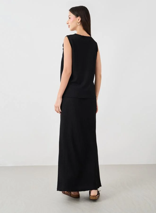 Take Two Take Two Solid Sleeveless Top and Maxi Skirts Co-Ords